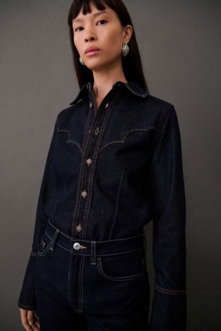 Chemise en jean coutures - Bleu