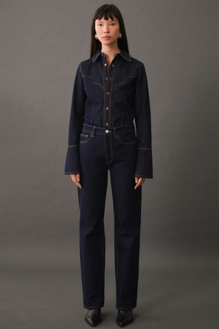 Chemise en jean coutures - Bleu