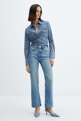 Chemise jean poches - Bleu