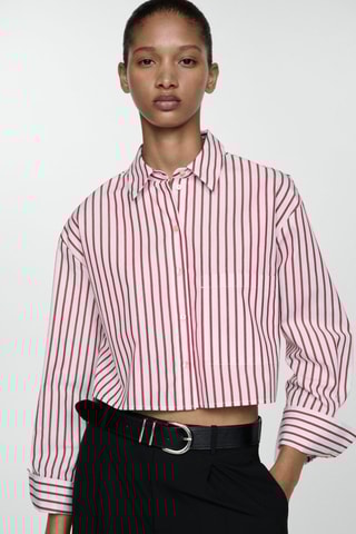 Chemise crop rayures - Rouge et blanc