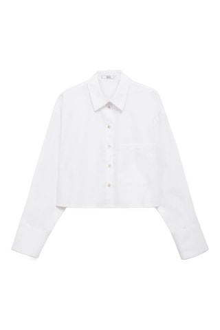 Chemise crop poche - Blanc cassé