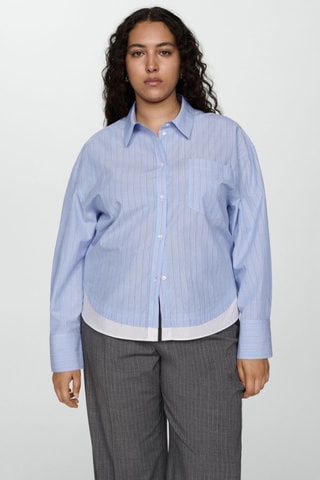 Chemise rayures bas contrasté - Ciel