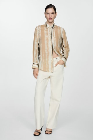 Chemise imprimée 100% ramie - Ecru
