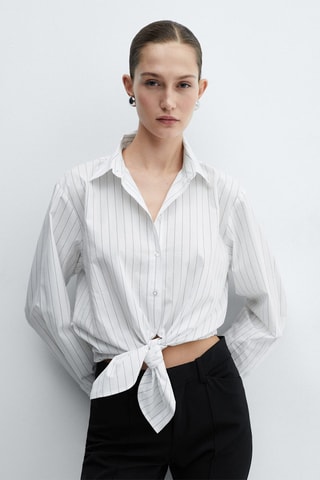 Chemise rayures noeud - Blanc