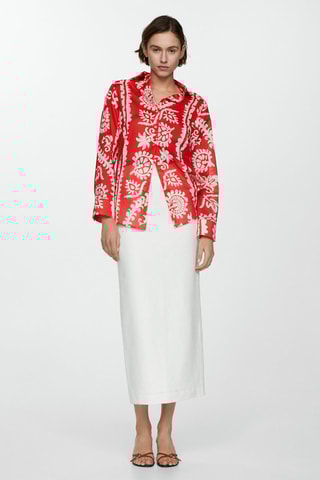Chemise oversize imprimée - Rouge