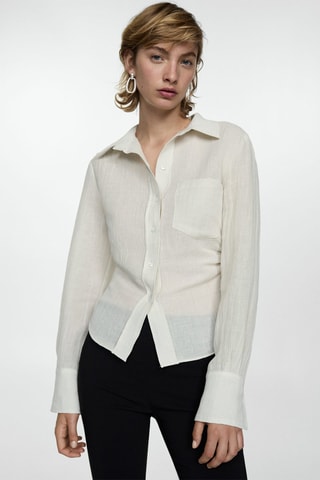 Chemise lin détail drapé - Ecru