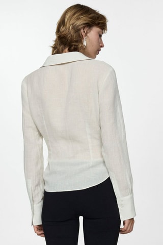 Chemise lin détail drapé - Ecru