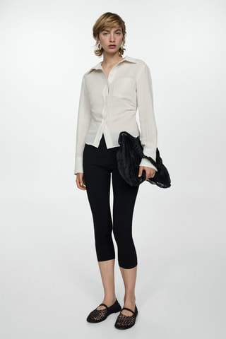 Chemise lin détail drapé - Ecru