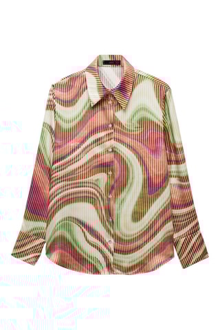 Chemise satinée imprimée - Ecru