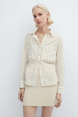 Chemise à rayures et poches - Blanc cassé