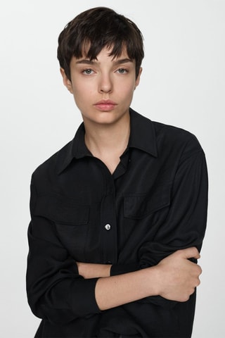 Chemise modal poches - Noir