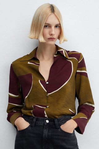 Chemise satinée imprimée - Bordeaux