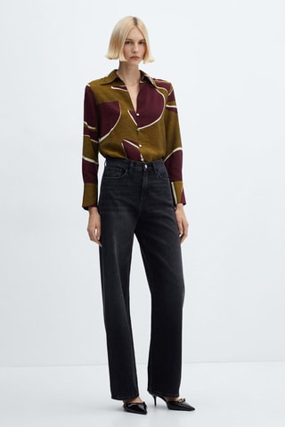 Chemise satinée imprimée - Bordeaux