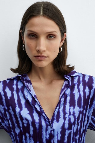Chemise froncée imprimée - Bleu