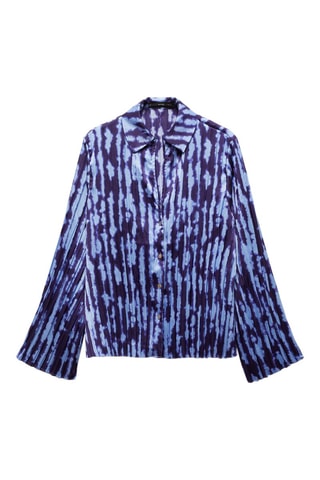 Chemise froncée imprimée - Bleu