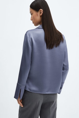 Chemise satinée boutons - Bleu
