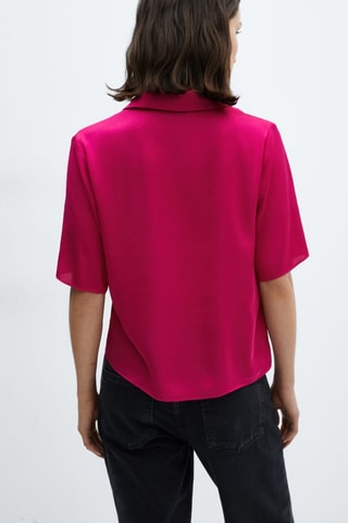 Chemise satinée manches courtes - Fuchsia