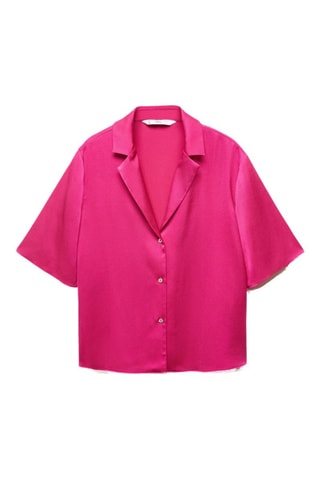 Chemise satinée manches courtes - Fuchsia