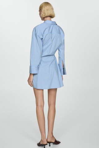 Robe chemise croisée rayures - Bleu