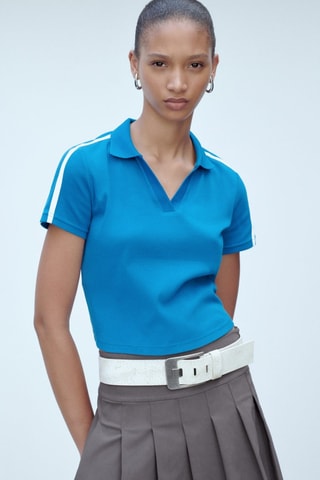 Polo coton rayures contrastantes - Bleu