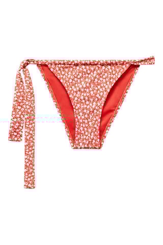 Culotte bikini classique fleurie - Rouge