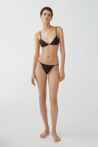 Culotte bikini détail métallique - Noir