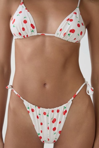 Culotte bikini brésilienne imprimée - Blanc