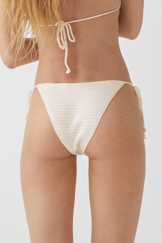 Culotte bikini crochet perles - Écru
