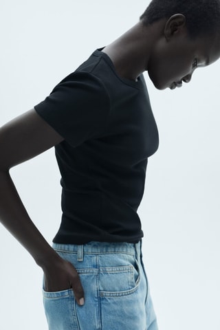 T-shirt coton manches courtes - Noir