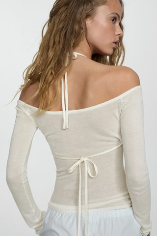 T-shirt semi-transparent top combiné - Blanc
