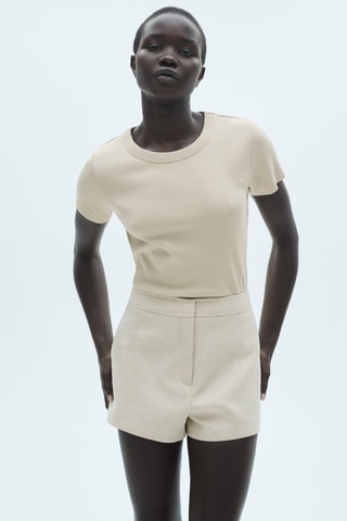 T-shirt coton manches courtes - Beige