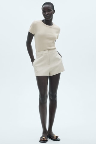 T-shirt coton manches courtes - Beige