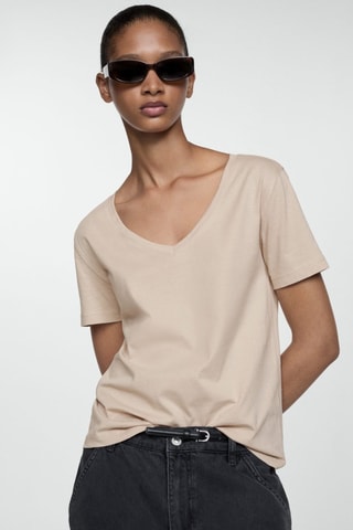 T-shirt coton manches courtes - Sable