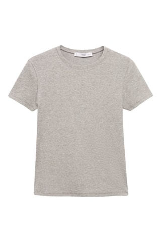 T-shirt manches courtes maille côtelée - Gris
