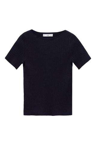 T-shirt maille fine manches courtes - Bleu marine