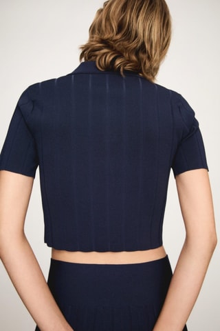 T-shirt col polo - Bleu marine