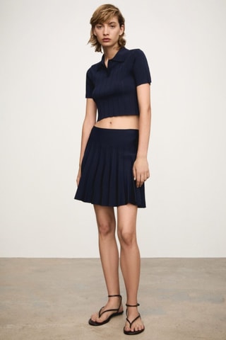 T-shirt col polo - Bleu marine