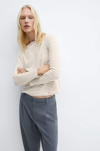 T-shirt col bateau coton - Beige