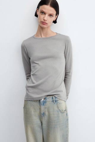 T-shirt coton manches longues - Gris