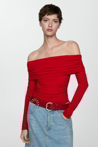 T-shirt épaules dénudées - Rouge