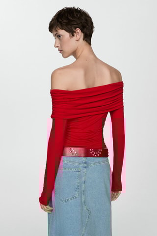 T-shirt épaules dénudées - Rouge