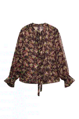 Blouse fleurie semi-transparente - Noir