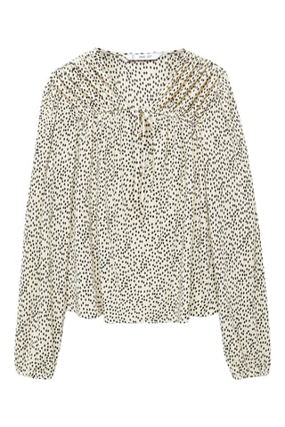 Blouse imprimée noeud - Ecru