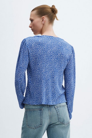 Blouse imprimée noeud - Bleu