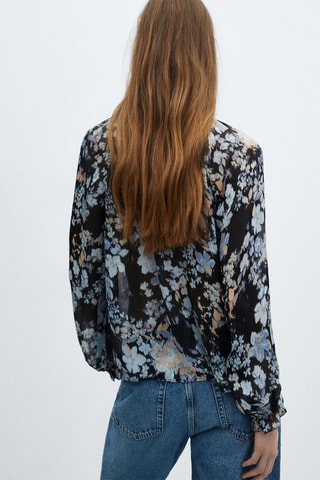 Blouse fluide à fleurs - Noir