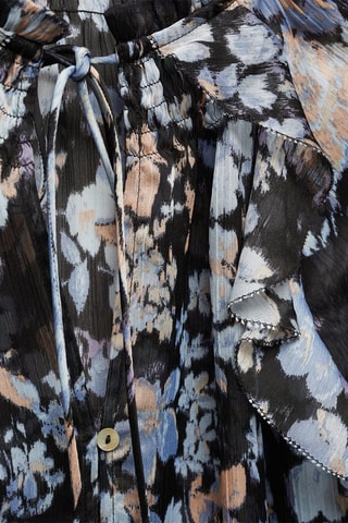 Blouse fluide à fleurs - Noir