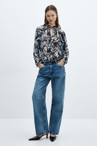Blouse fluide à fleurs - Noir