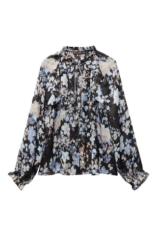 Blouse fluide à fleurs - Noir