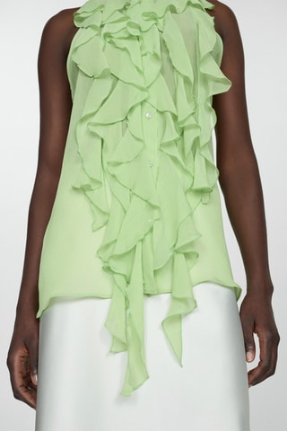 Blouse semi-transparente volants - Vert