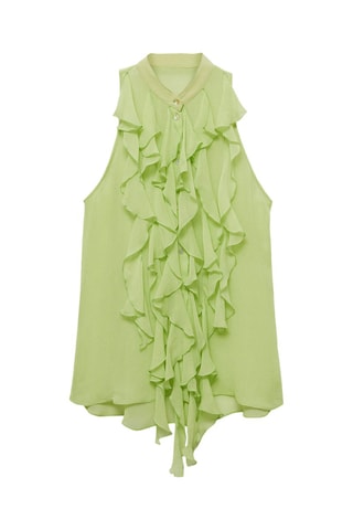 Blouse semi-transparente volants - Vert